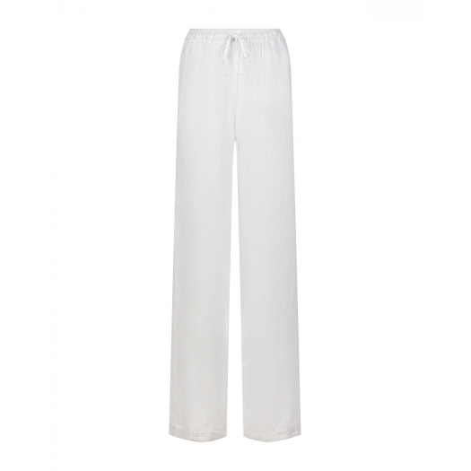 Белые брюки свободного кроя на кулиске 120% Lino | Фото 1