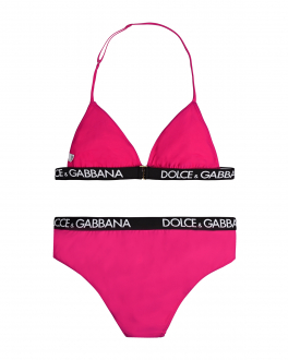 Купальник цвета фуксии с контрастным лого Dolce&Gabbana , арт. L5J825 G7A7Y FA877 | Фото 2