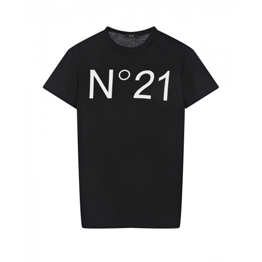 Черная футболка с крупным белым логотипом No. 21 | Фото 1