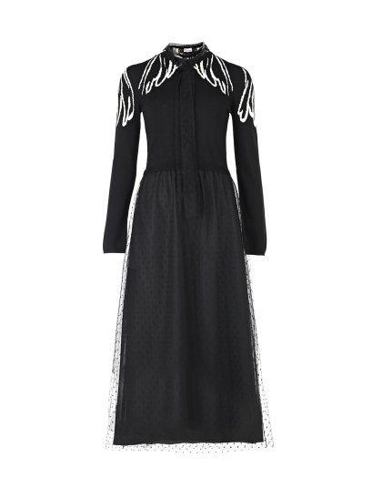 Черное платье с длинными рукавами  | Фото 1