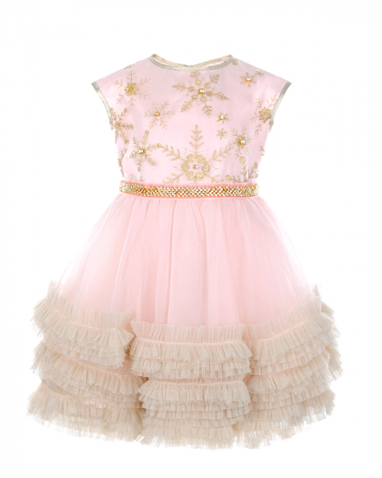 Розовое платье с многоярусной юбкой  | Фото 1