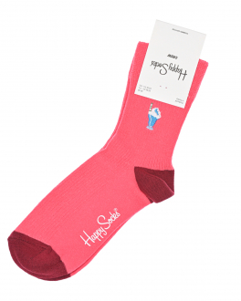 Розовые носки с вышивкой &quot;мороженое&quot; Happy Socks Розовый, арт. REMIL13 3300 | Фото 1