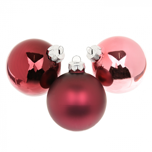 Набор шаров 8 см, 12 шт, бордо-розовый Inges Christmas | Фото 1