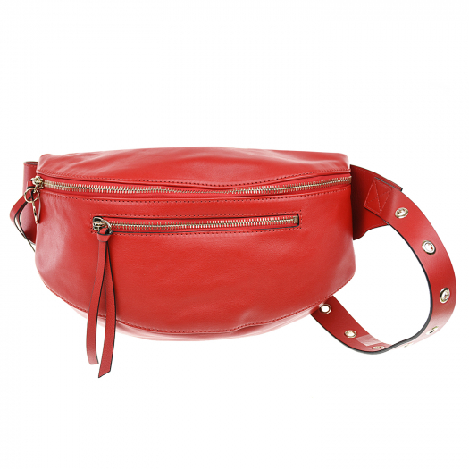 Красная кожаная сумка на пояс 32x16x8 см  | Фото 1