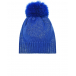 Синяя шапка с меховым помпоном Catya | Фото 1