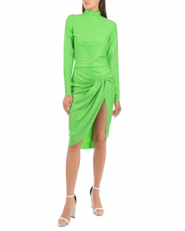 Зеленая юбка со стразами Giuseppe di Morabito Зеленый, арт. 065SK-147 SHOCKING GREEN 34 | Фото 2