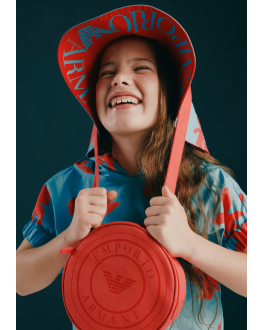 Бирюзовая шляпа с оранжевым цветочным принтом Emporio Armani Мультиколор, арт. 394624 2R455 00930 | Фото 2