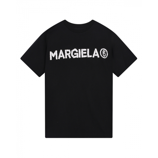 Черня футболка с белым лого MM6 Maison Margiela | Фото 1