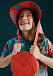 Бирюзовая шляпа с оранжевым цветочным принтом Emporio Armani | Фото 2