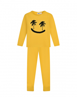 Желтая пижама с принтом &quot;смайл&quot; Molo Желтый, арт. 6S22R401 8484 | Фото 1