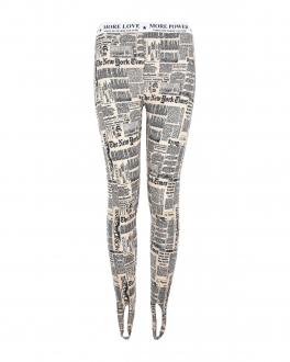 Леггинсы с газетным принтом Forte dei Marmi Couture Мультиколор, арт. 21WF1012 BEIGE NERO TIMES | Фото 1