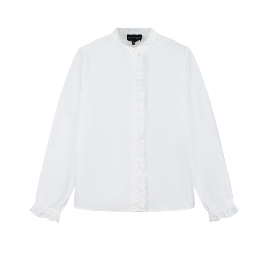 Белая рубашка из поплина для девочек Emporio Armani | Фото 1