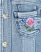 Голубая джинсовая куртка с розовым воротником Monnalisa | Фото 4