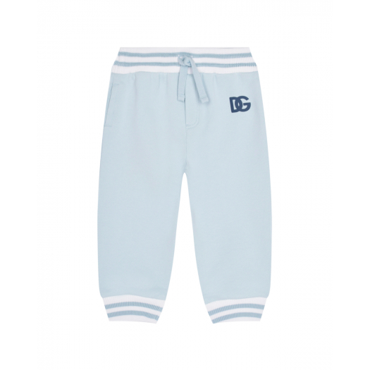Голубые спортивные брюки с отделкой в полоску Dolce&Gabbana | Фото 1
