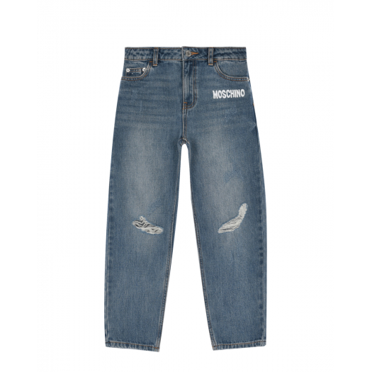 Синие джинсы с разрезами Moschino | Фото 1