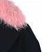 Темно-синее пальто с розовыми карманами из меха Blancha | Фото 10
