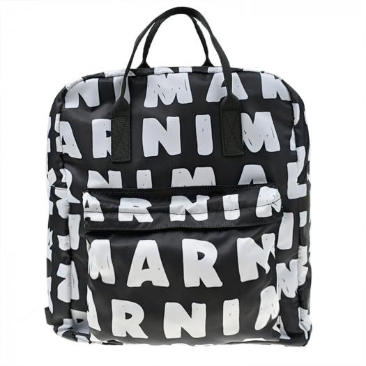 Черный рюкзак со сплошным белым лого, 40x35x15 см MARNI | Фото 1