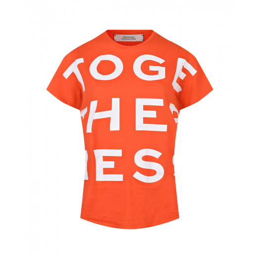 Оранжевая футболка с текстовым принтом Dorothee Schumacher | Фото 1