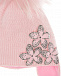 Розовая шапка с меховым помпоном Joli Bebe | Фото 3