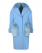 Голубое пальто с меховыми карманами в тон Blancha | Фото 1