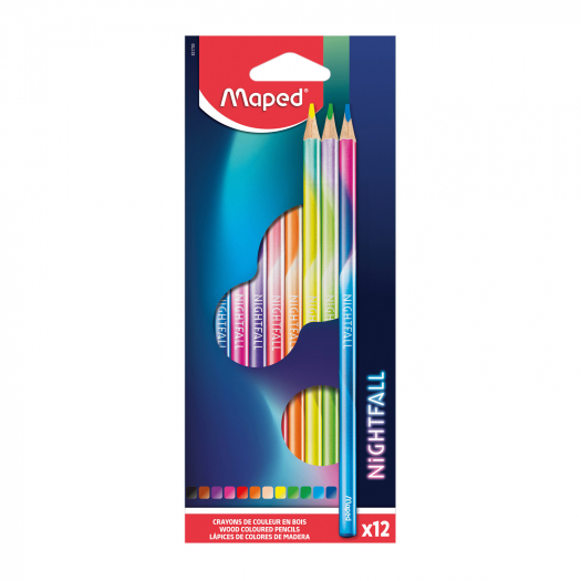 Цветные карандаши Nightfall декорированные, деревянный корпус, 12 цветов Maped | Фото 1