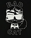 Черная футболка с принтом &quot;Bad cat&quot; Karl Lagerfeld kids | Фото 3