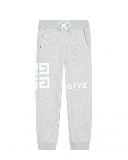 Серые спортивные брюки с белым логотипом Givenchy Серый, арт. H24153 A01 | Фото 1