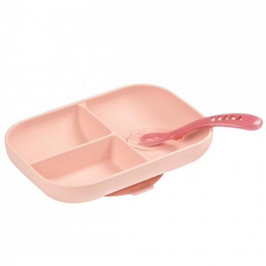 Набор посуды 2 предмета (тарелка, ложка), розовый BEABA | Фото 1