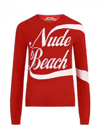 Красный джемпер с надписью &quot;Nude Beach&quot; No. 21 | Фото 1