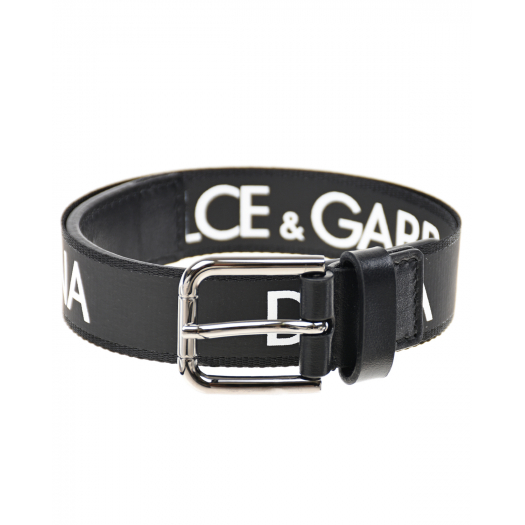 Черный комбинированный ремень с логотипом Dolce&Gabbana | Фото 1