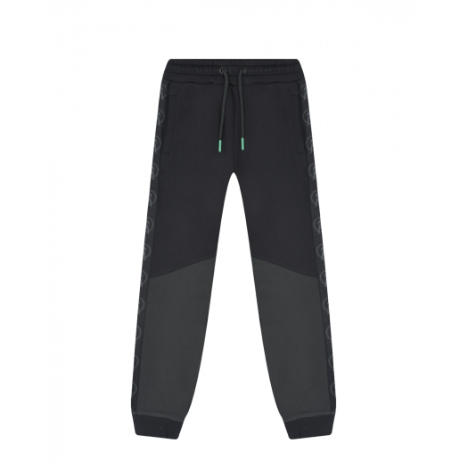 Черные спортивные брюки с серыми вставками Bikkembergs | Фото 1