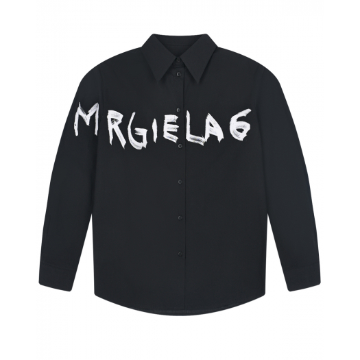 Черная рубашка с контрастным лого MM6 Maison Margiela | Фото 1