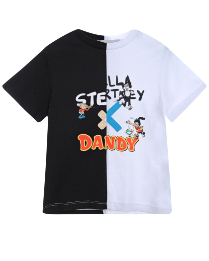Двухцветная футболка из хлопка с принтом Stella McCartney | Фото 1