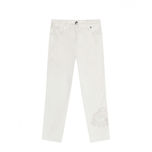 Белые джинсы с ажурной вышивкой Ermanno Scervino | Фото 1
