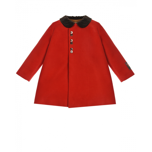 Красное пальто с бархатным воротником GUCCI | Фото 1