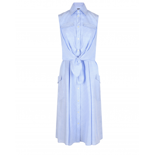 Голубое платье-рубашка без рукавов Pietro Brunelli | Фото 1