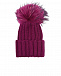 Фиолетовая шапка со съемным меховым помпоном Catya | Фото 2