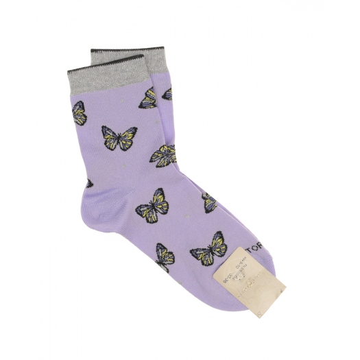 Сиреневые носки с принтом &quot;бабочки&quot; Story Loris | Фото 1
