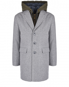 Серое пальто с капюшоном Prairie Серый, арт. 102M19101FW | Фото 1