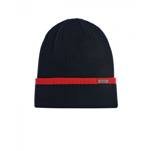 Темно-синяя шапка с красной полосой Il Trenino | Фото 1