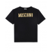 Черная футболка с золотым логотипом Moschino | Фото 1