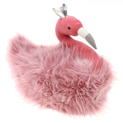 Игрушка мягконабивная &quot;Пушистый Фламинго с серебряной короной&quot; розовый, 37 см Jellycat | Фото 1