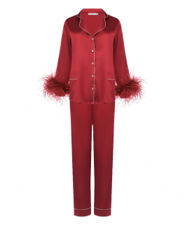Шелковая пижама бордового цвета с декором на рукавах Primrose Бордовый, арт. 1W.502RBP.S015 | Фото 1