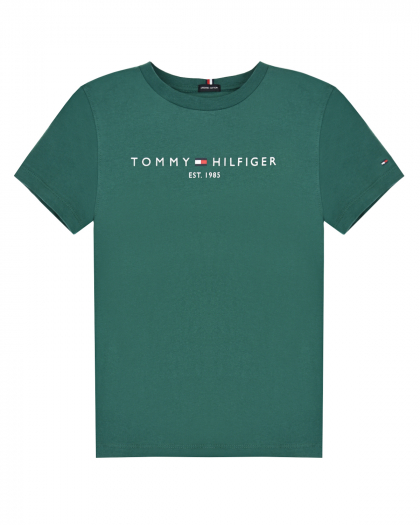 Зеленая футболка с логотипом Tommy Hilfiger | Фото 1