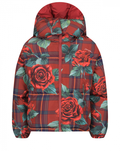 Куртка в клетку с принтом &quot;розы&quot; Dolce&Gabbana | Фото 1