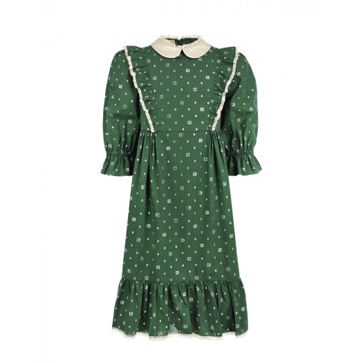 Зеленое платье в белый горошек GUCCI | Фото 1