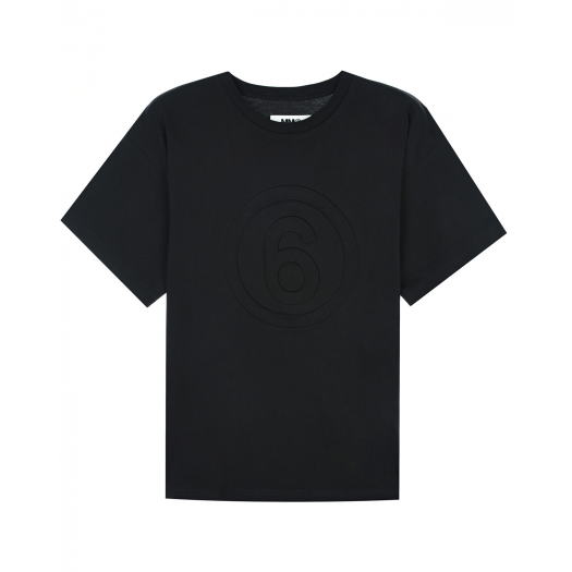Черная футболка с логотипом в тон MM6 Maison Margiela | Фото 1
