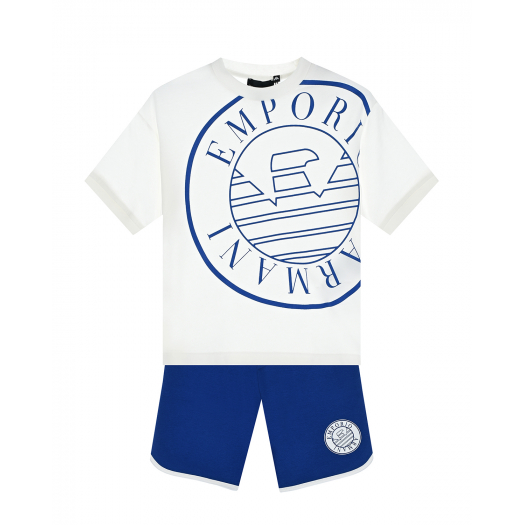 Комплект: футболка и шорты с круглым лого Emporio Armani | Фото 1