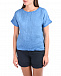 Голубая льняная футболка с отделкой из трикотажа 120% Lino | Фото 6