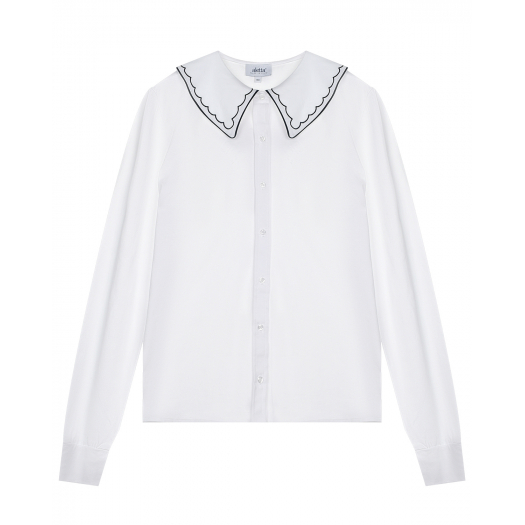 Белая трикотажная рубашка с вышивкой на воротнике Aletta | Фото 1